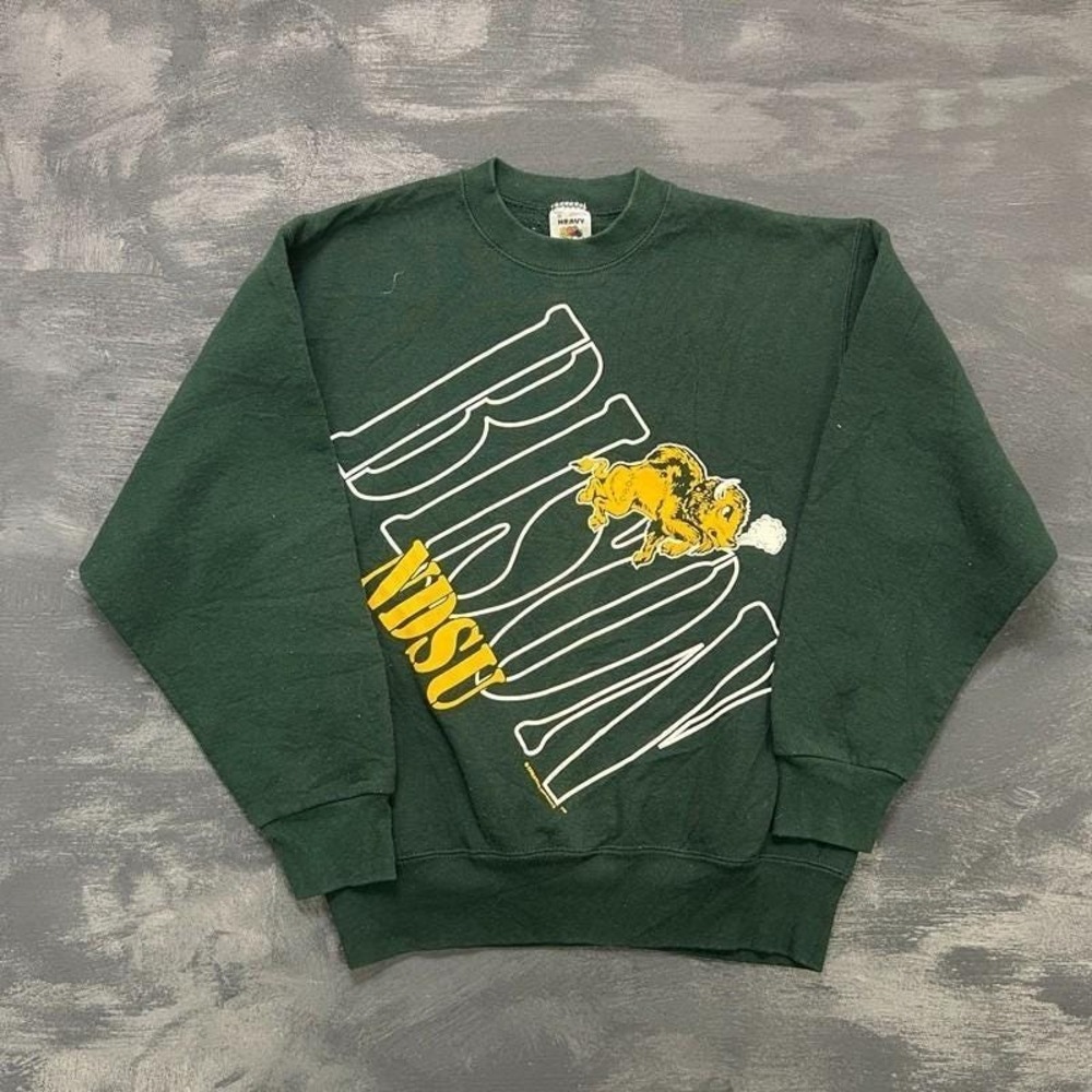 Vintage North Dakota State University‎ Bison Sweatshirt Men's Medium Green 1990s